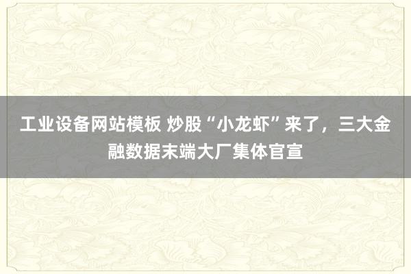 工业设备网站模板 炒股“小龙虾”来了，三大金融数据末端大厂集体官宣