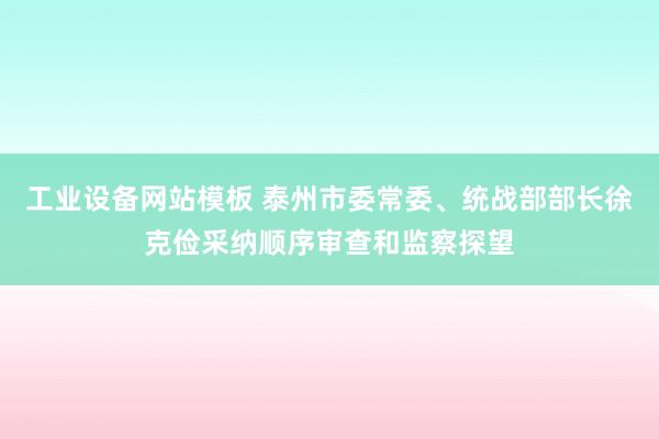 工业设备网站模板 泰州市委常委、统战部部长徐克俭采纳顺序审查和监察探望
