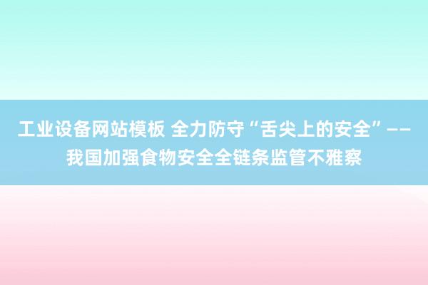 工业设备网站模板 全力防守“舌尖上的安全”——我国加强食物安全全链条监管不雅察