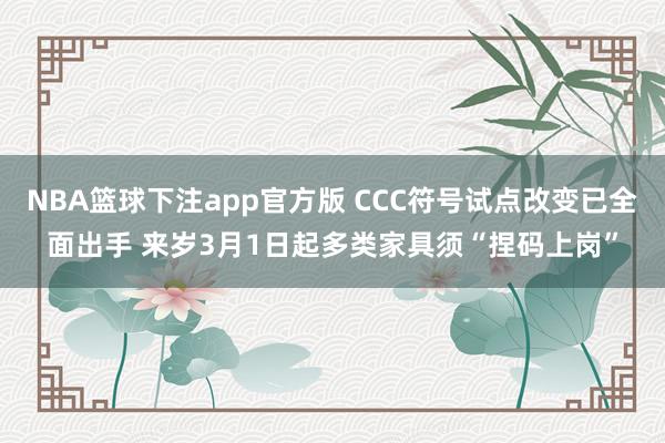 NBA篮球下注app官方版 CCC符号试点改变已全面出手 来岁3月1日起多类家具须“捏码上岗”