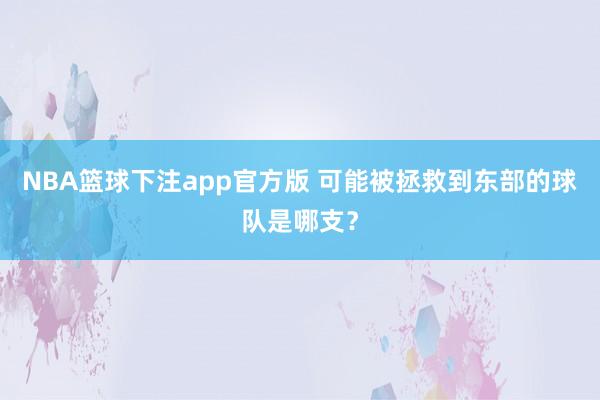 NBA篮球下注app官方版 可能被拯救到东部的球队是哪支？