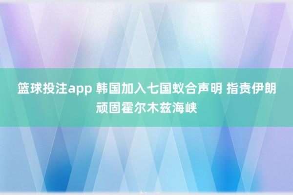 篮球投注app 韩国加入七国蚁合声明 指责伊朗顽固霍尔木兹海峡