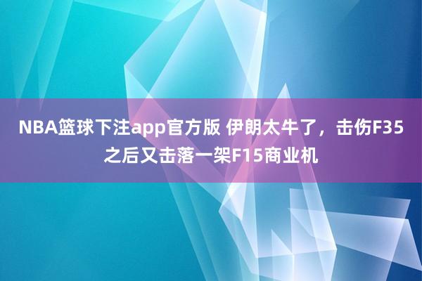 NBA篮球下注app官方版 伊朗太牛了，击伤F35之后又击落一架F15商业机
