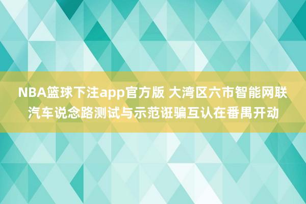 NBA篮球下注app官方版 大湾区六市智能网联汽车说念路测试与示范诳骗互认在番禺开动