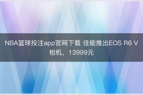 NBA篮球投注app官网下载 佳能推出EOS R6 V相机，13999元