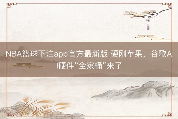 NBA篮球下注app官方最新版 硬刚苹果，谷歌AI硬件“全家桶”来了