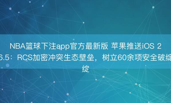 NBA篮球下注app官方最新版 苹果推送iOS 26.5：RCS加密冲突生态壁垒，树立60余项安全破绽