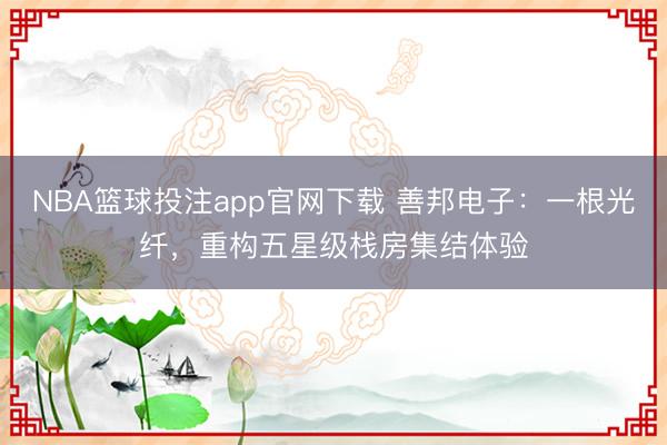 NBA篮球投注app官网下载 善邦电子：一根光纤，重构五星级栈房集结体验