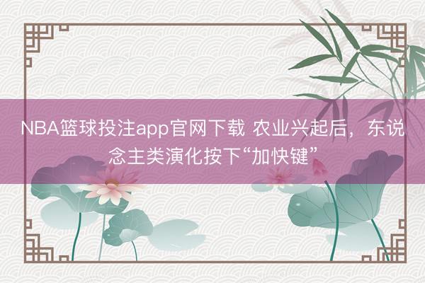 NBA篮球投注app官网下载 农业兴起后，东说念主类演化按下“加快键”