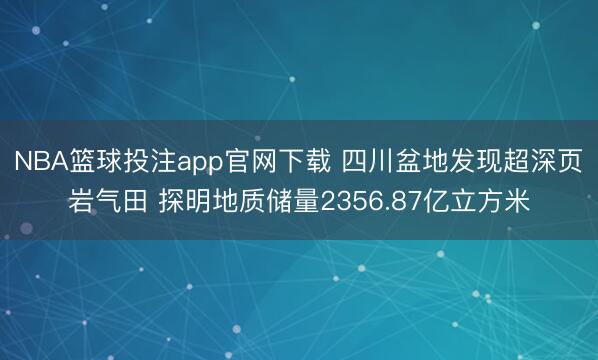 NBA篮球投注app官网下载 四川盆地发现超深页岩气田 探明地质储量2356.87亿立方米