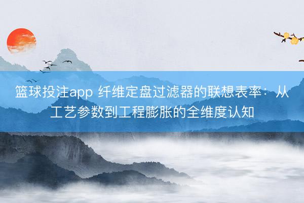 篮球投注app 纤维定盘过滤器的联想表率：从工艺参数到工程膨胀的全维度认知