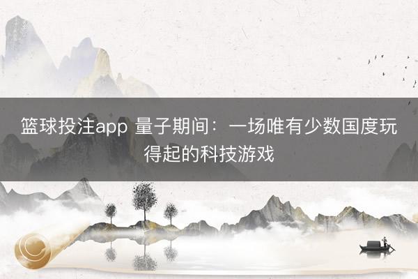 篮球投注app 量子期间：一场唯有少数国度玩得起的科技游戏