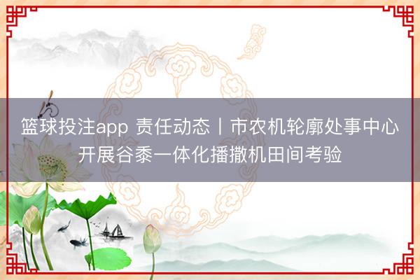 篮球投注app 责任动态丨市农机轮廓处事中心开展谷黍一体化播撒机田间考验