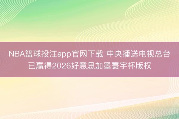NBA篮球投注app官网下载 中央播送电视总台已赢得2026好意思加墨寰宇杯版权