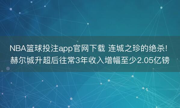 NBA篮球投注app官网下载 连城之珍的绝杀! 赫尔城升超后往常3年收入增幅至少2.05亿镑