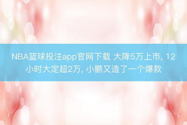 NBA篮球投注app官网下载 大降5万上市， 12小时大定超2万， 小鹏又造了一个爆款
