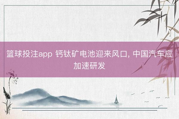 篮球投注app 钙钛矿电池迎来风口， 中国汽车应加速研发