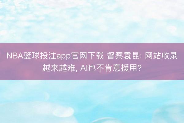 NBA篮球投注app官网下载 督察袁昆: 网站收录越来越难， AI也不肯意援用?