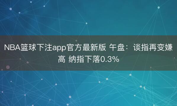 NBA篮球下注app官方最新版 午盘：谈指再变嫌高 纳指下落0.3%
