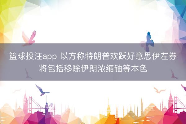 篮球投注app 以方称特朗普欢跃好意思伊左券将包括移除伊朗浓缩铀等本色