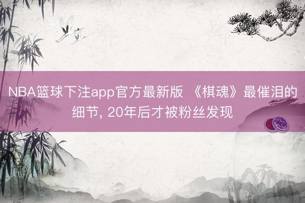 NBA篮球下注app官方最新版 《棋魂》最催泪的细节， 20年后才被粉丝发现