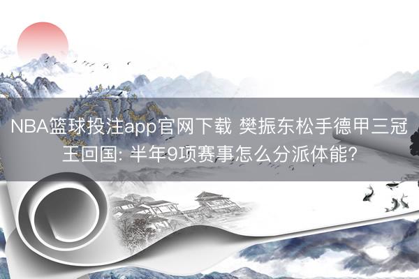 NBA篮球投注app官网下载 樊振东松手德甲三冠王回国: 半年9项赛事怎么分派体能?
