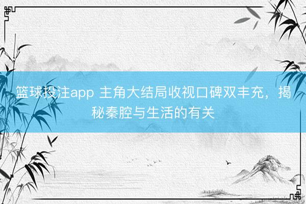 篮球投注app 主角大结局收视口碑双丰充，揭秘秦腔与生活的有关