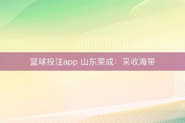 篮球投注app 山东荣成：采收海带