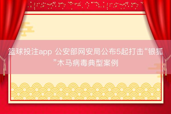 篮球投注app 公安部网安局公布5起打击“银狐”木马病毒典型案例