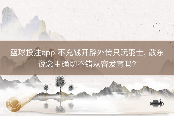 篮球投注app 不充钱开辟外传只玩羽士， 散东说念主确切不错从容发育吗?
