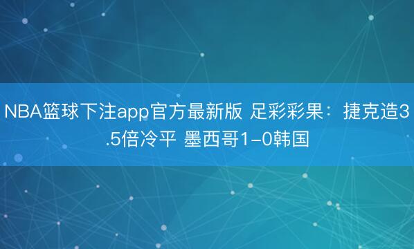 NBA篮球下注app官方最新版 足彩彩果：捷克造3.5倍冷平 墨西哥1-0韩国