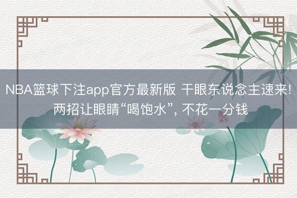 NBA篮球下注app官方最新版 干眼东说念主速来! 两招让眼睛“喝饱水”， 不花一分钱